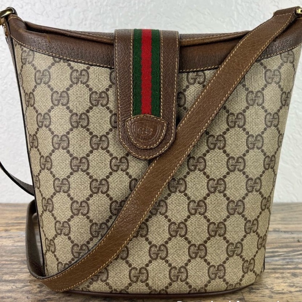 GUCCI Web Sherry Line GG Supreme Shoulder Bag